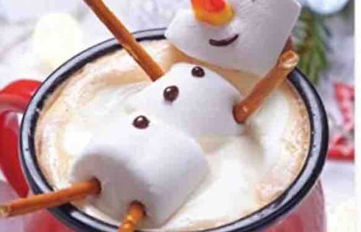 Marshmallow Snowman in Hot Cocoa